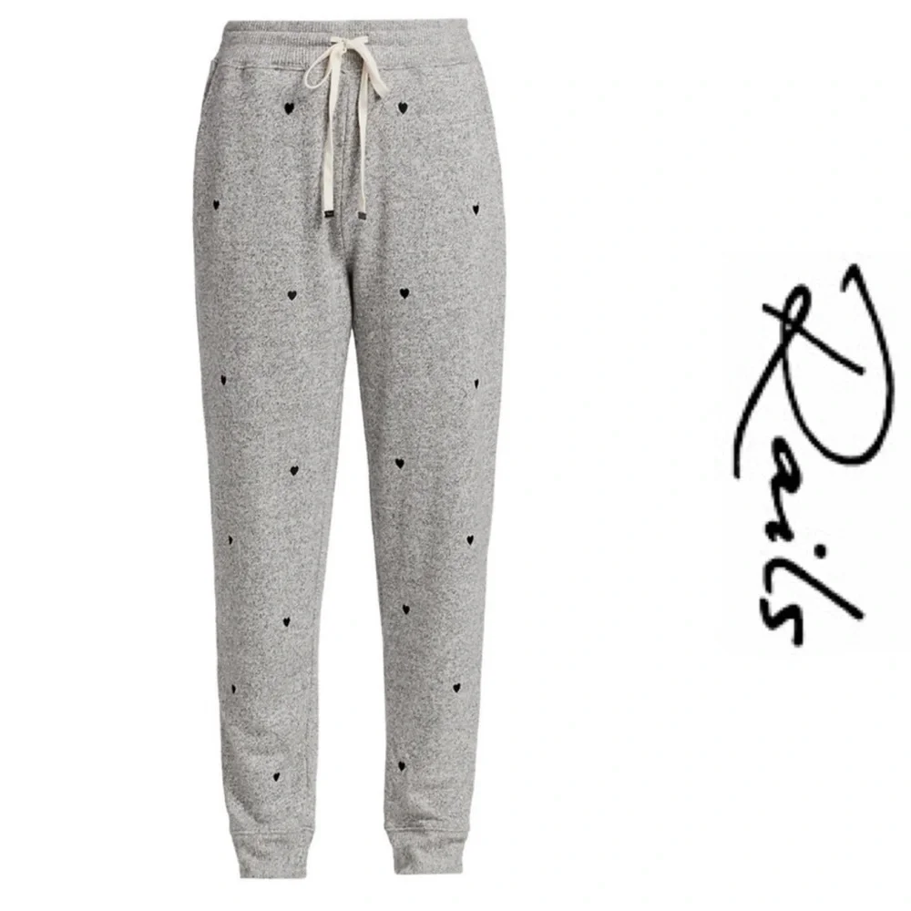 Rails Oakland Sweatpant Melange Grey Black Hearts Jogger Large - Picture 3 of 12